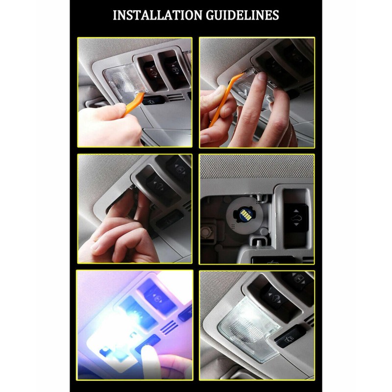 BMTxms 8x White LED Bulbs Interior Lights Package Kit For