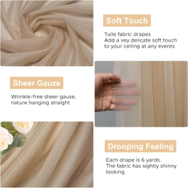Wokceer Wedding Arch Draping Fabric Nude 28.7" x 20FT Sheer Fabric Drapes Backdrop Arch Draping Fabric for Wedding Ceremony Birthday Party Bridal Shower Decoration