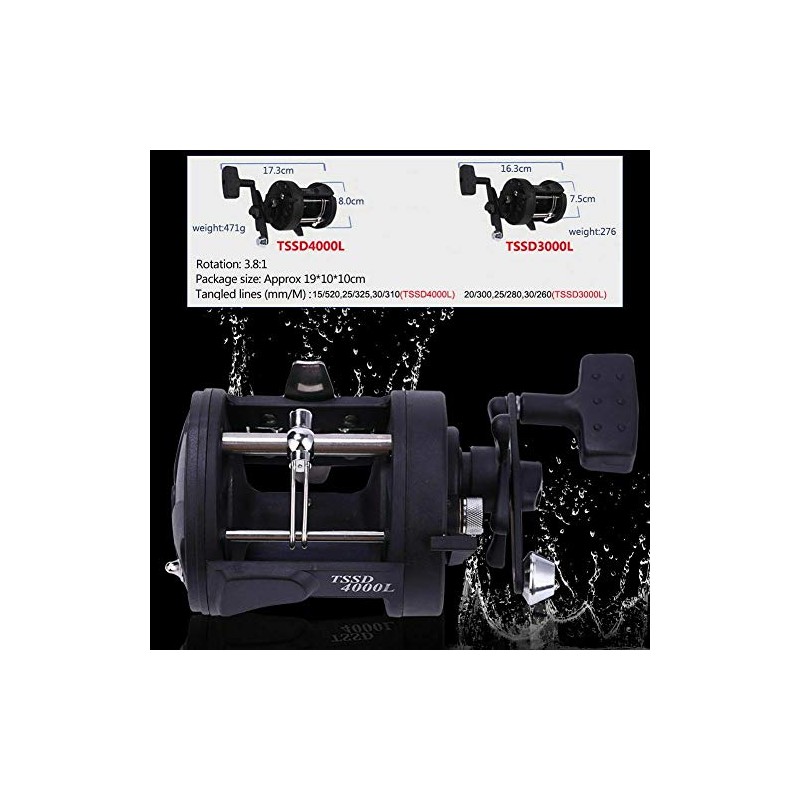 TSSD 3000L TROLLING BOAT FISHING REEL, SPOOLED WITH 30lb CLEAR
