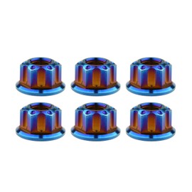 Wanyifa Titanium M6 M8 M10 M12 M14 M16 Flange Bolt Nut Bicycle Motorcycle Rear Axle Car Modification Accessories Pack of 6 (M10 Pitch 1.25mm, Fire Blue)