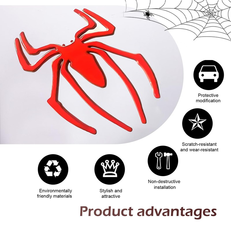 Ferianl 2PCS 3D Chrome Symbol Badge Decal, Spider Waterproof Sticker