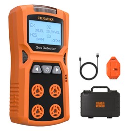 CHNADKS ADKS-4 Gas Detector, 4 Gas Monitor H2S,O2,CO and LEL Multiple Indicator with Vibration, Audible, Visual 4 Gas Monitor Personal Rechargeable Gas Sniffer Alarm with LCD