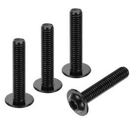 uxcell 25Pcs M6-1x30mm Flanged Button Head Socket Cap Screws, 304 Stainless Steel Socket Drive Fasteners Bolts, Fully Thread Machine Screws, Black