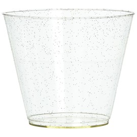 Unique Industries Gold Glitter Plastic Tumbler - 9oz, 1 Count | Party Cup for Elegant Celebrations