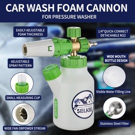 Selkie Foam Cannon, Pressure Washer Foam Blaster with 7 Power Washer Sprayer Nozzles, 1/4" Quick Connect, Snow Foam Car Foam Gun, Foam Lance Wide Neck Foam Sprayer, 4500 PSI