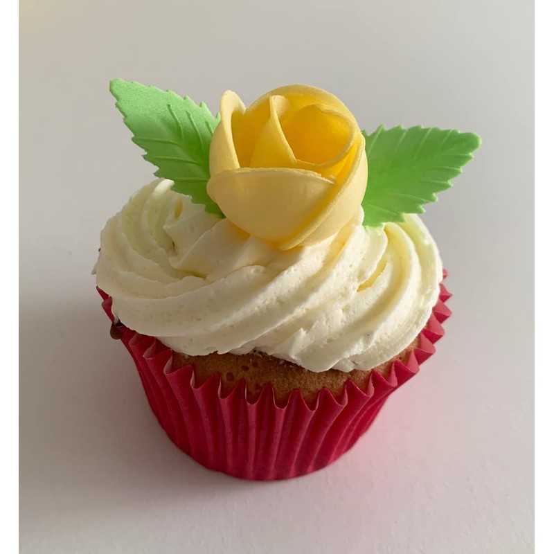 12 Pretty Mixed Colour Wafer Roses & 24 Wafer Leaves-