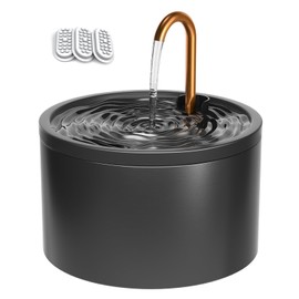 DOOOB Ceramic Cat Water Fountain, 2.1L/71oz Ceramic Cat Fountain, Automatic Ceramic Water Fountain for Cats, Pet Water Fountain with Ultra-Quiet Pump and 3 Filters & 3 Sponges (Black)