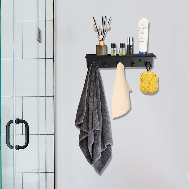 SIMVE Bathroom Towel Rack Wall Mounted, Rustproof Aluminium Shelf with
