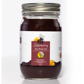 Organic Elderberry Sea Moss Gel 16oz - USDA Certified Organic Seamoss Gel - Wildcrafted from Saint Lucia & Made in The USAF