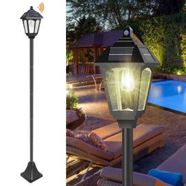 79" Solar Pole Lights Outdoor Waterproof - Super Bright Solar Lamp Post Lights, Motion Sensor, 3 Colors in 1 for Garden