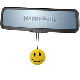 HappyBalls Happy Yellow Smiley Face Car Decor Rear-View Mirror Hanging Dangler Ornament Auto Accessory