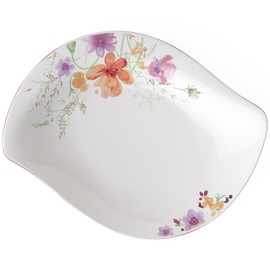 Villeroy & Boch Mariefleur Special Serve Salad Shallow (Flat) Bowl, 13.25 in, Premium Porcelain, White/Multicolored