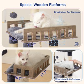 Gitelsnour Maine Coon Cat Tree, Heavy Duty Cat Tree for Indoor Cats Large Adult, Cat Tower for Large Cats 20 lbs+ with Hammock, 2 Big Perches, 2 Cat Condos, 15 Scratching Posts, Smoky Gray GCT033G