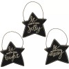 PBK Wood Christmas Black Star Ornament Set of 3~Be...Merry Bright