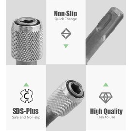 Gasea 5PCS SDS-Plus Drill Chuck Adapter, Quick Change SDS Plus Bit Adapter to 1/4 inch 6.35mm Hex Socket Drill Holder Converter Conversion Tool