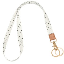Knagsfa Lanyards for Keys, Neck Lanyards for ID Badges with Metal Hook, Cute Lanyard Keychain for Women, Beige Polka Dots