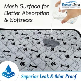 Washable Pee Pad for Dogs 2 Pack 21”x28” Super Absorbent Leak Proof Pets Training Under Pads Reusable Puppy Pads Waterproof Mattress Pad Protector Non-Slip Potty Training Pads for Dogs, Cats, Puppies