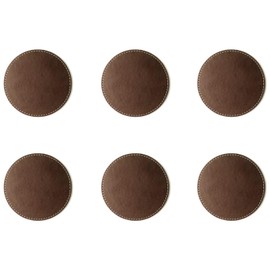 6 PCS Brown Leather Coasters, 10cm Round Leather Coasters, Leather Cup Mats, Heat Resistant Table Protector