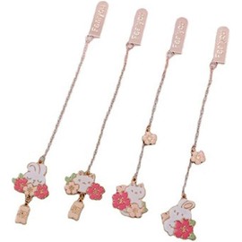 Gold Metal Bookmark Pendant Bookmark Romantic Sakura Rabbit Alloy Chain Pendant Bookmark Marker of Page Stationery School Supplies Book Covers and Book Accessories