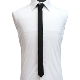 BELLUNO 1.5 inch Super Skinny Ties for Men, Solid Slim Retro Ties, Basic Colors Ultra Thin Ties, Black, Tan