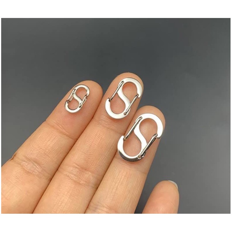 WORLD GOOD Ultra Small Carabiner Set of 4 S-Shaped Stainless