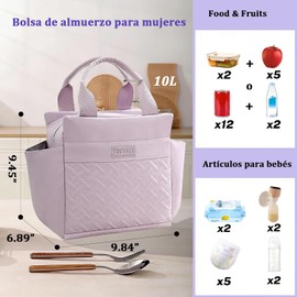 Loncheras Termica Gran Capacidad Bolsa de Almuerzo Aislada Porta Alimentos Nevera Portátil, Hermética Porta Fiambrera Plegable Hielera con Bolsillos Laterales,Para La Oficina,Senderismo,Picnic