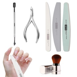 TNTOKU Self Nail Set Cuticle Treatment Nail Care Cuticle Nipper Pusher Nail File Sponge Buffer Shiner Dust Brush Gel Nail Prep