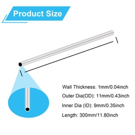 LAVMHAB 6063 Aluminium Round Tube 11 mm x 9 mm 1.0 mm Wall Thickness 300 mm Length Round Aluminium Tubes Straight Pipes (Pack of 2)