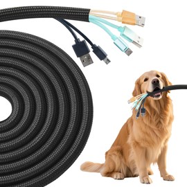 QCSIW Split Wire Loom 1/2 Inch 10ft, Braided Cable Sleeve for Cable Management, Cord Protector for Pets, TV, Desk & Automotive, Black