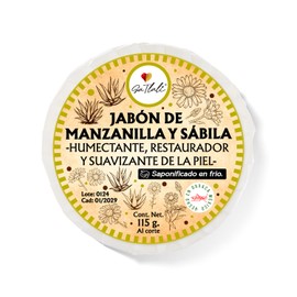 Ga Tlali Jabón en Barra Manzanilla y Sábila 115g | Hidratación para Piel Sensible y Seca | Hecho a Mano en Oaxaca | Vegano y Orgánico | Sin Sulfatos ni Parabenos