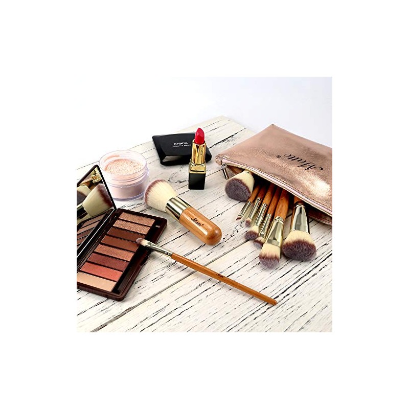 Matto 9-Piece Bamboo Makeup Brush Set with Travel Bag