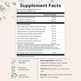 Liver Advanced+, 240 Veggie Capsules | 20-in-1 Complex with Milk Thistle, Dandelion, NAD, NAC, ALA, TUDCA, Glutathione, Artichoke, Turmeric, & Astragalus | Non-GMO, Gluten Free 