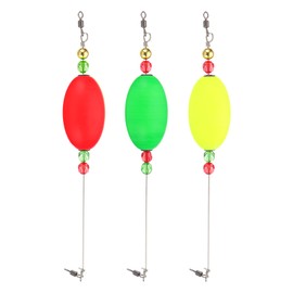 PATIKIL Fishing Floats Rigs 9.8 Inch, 3 Pack Conical Fishing Bobbers Popping Corks Float Weighted Bobber Fishing Tackle with Copper Beads for Saltwater Freshwater Fishing, Yellow/Red/Green