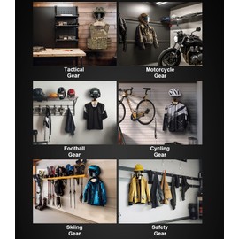 OneTigris Tactical Gear Wall Mount, Motorcycle Helmet Holder Stand Jacket Hanger Plate Carrier Rack Display Organizer for Police Football Cycling Suit