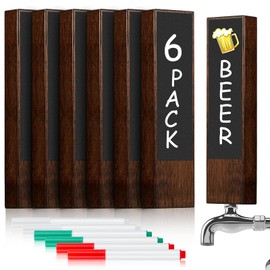 Juexica 6 Pack Oktoberfest Decoration Wood Chalkboard Beer Keg Tap Handle with Chalk Markers Bar Drink Gift for Threading Beer Faucet Restaurant Wedding Party