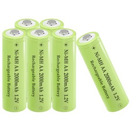 Teneyuuo 6 Packs AA 2000mAh NI-MH Rechargeable Batteries, 1.2V Pre-Charged Double A Battery for Household Devices, Solar Lights, Trail Cameras