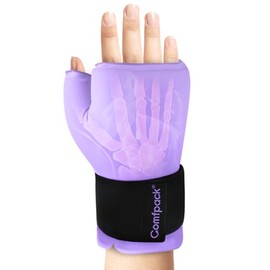 Comfpack Guante con bolsa de hielo para la mano para artritis, envoltura de bolsa de hielo para pulgar y muñeca para túnel carpiano, gel reutilizable para terapia de frío y calor, alivio del dolor p