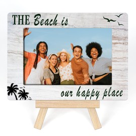 Ycyfckdr Beach Themed Photo Frame,The Beach Is Are Happy Place Picture Frame,Beach Photo Frame For Girlfriend Boyfriend, Birthday Gifts For Family Friends, Tabletop Picture Frame With Easel (A34)