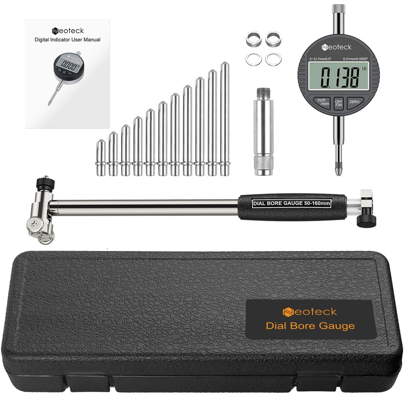 Neoteck Bore Gauge Set Digital Indicator Dial Bore Gauge (2-6"/0.0005")