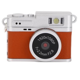 Mini Keychain Camera, 1080P Small Retro Camera, Vintage Digital Camera, Portable Photo Video Camcorder, for Travel Study Teens Beginners (Brown)