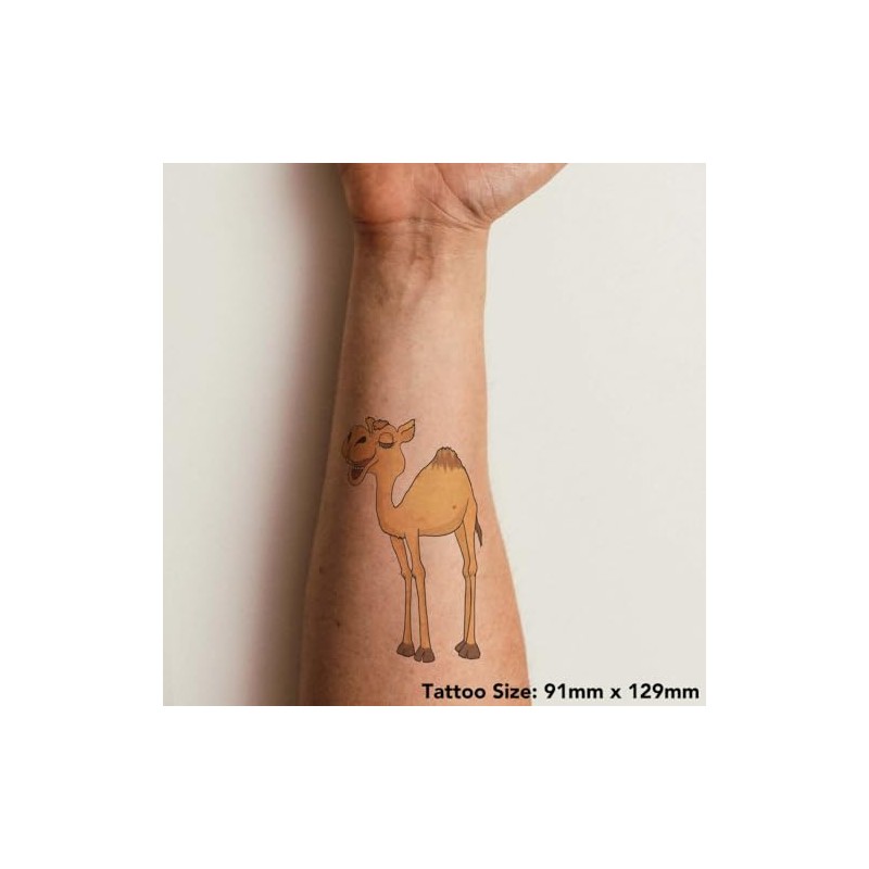 'Happy Camel' Temporary Tattoo - Water Resistant, Skin-Safe, Non-Toxic Transfer