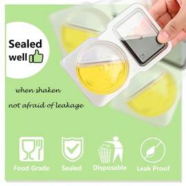 HWHIEUAIK 10pcs Double Compartment Condiment Containers with Lids, 2025 New Disposable 2 Compartment Snack Containers, Portion Cups Reusable Plastic Snack Container for to-go Sauce