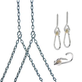 Barn-Shed-Play Heavy Duty 700 Lb Porch Swing Hanging Chain Kit - Color: Silver (10 Foot Ceiling)