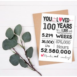 TRIDECOR 100th Birthday Card, Birthday, Decorations Party Supplies - Size 5x7inch Folded Card for Him, Her, Women, Men, Grandma, Grandpa include Envelope, Sticker - Blank Inside