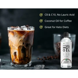 Kate Naturals MCT Oil for Coffee. Pure Coconut MCT C8 and C10 Oil (8oz, Organic, Unflavored)
