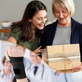 Muñequera Ortopedica Muñequeras Tunel Carpiano - Muñequeras Ultra-Fina Elástica para Desgarro TFCC, Muñequera de Soporte para el Dolor del Túnel Carpiano y Alivio de la Tendinitis (Negro)