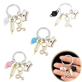 WADY Paquete de 4 llaveros, Llaveros de Enfermera Llaveros Llaveros de Enfermera Llaveros de Znfermera Regalos de Estudiantes de Medicina Colgantes Regalos de Médicos y Enfermeras, Llavero Regalo