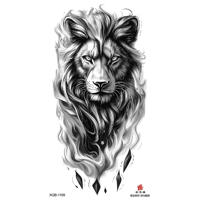 6 Sheets Temporary Lion Tattoo Wolf Tattoo Animal Tattoo Arm