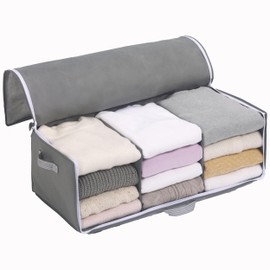 Towa Sangyo 84416 Clothes Storage Bag, Easy to Put In and Take Out, Storage Bag 2, Gray, Large Size, Approx. 27.6 x 12.6 x 9.4 inches (70 x 32 x 24 cm)