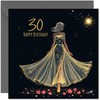 Beautiful 30th Birthday Card for Women Black & Gold Silhouette